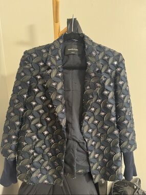 Fabiana Filippi Navy Embellished Open Blazer